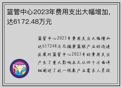 篮管中心2023年费用支出大幅增加，达6172.48万元